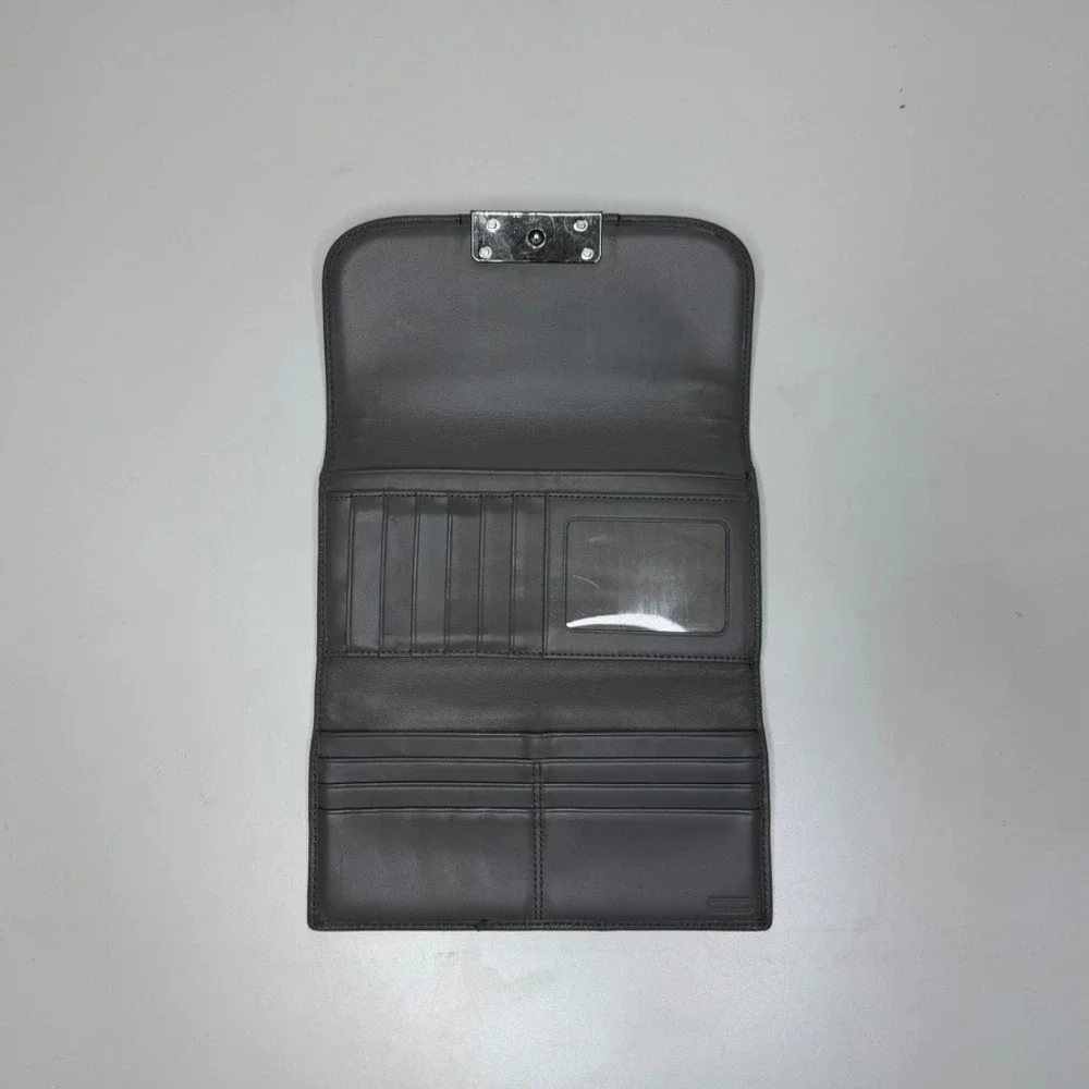 Coach Kristin Gray Leather Envelope Clutch Wallet
